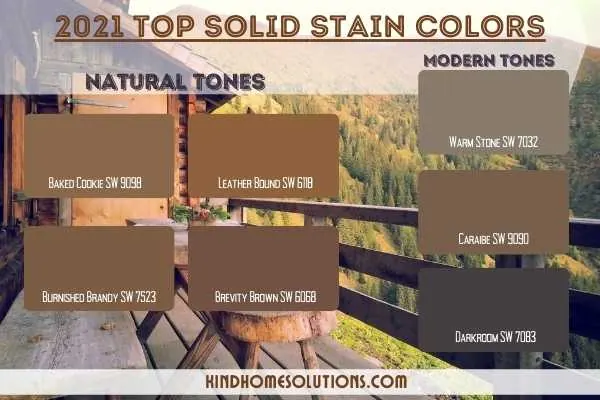A swatch card of popular solid deck stain colors